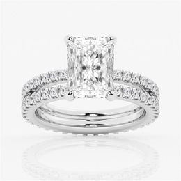 2024 Couple Wedding Rings Sparkling Luxury Jewellery 925 Sterling Silver Fill Princess Cut White 5A Cubic Zircon Party Eternity Women Trendy Bridal Ring Set Gift