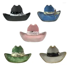 Berets Vintage Cowboy Hat Music Festival Party Masquerade Accessories Fedora
