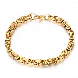 Link Bracelets Est 316L Stainless Steel Bracelet Men Women Wholelsale Wristband 4mm Gold Colour Male Hand Chain Hip Hop Jewellery