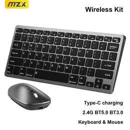 MZX Wireless Keyboard and Mouse Kit Sets Rechargeable Mini 2.4G Blue tooth Combos DIY Desktop for iPad PC Phone Tablet Laptop 240529