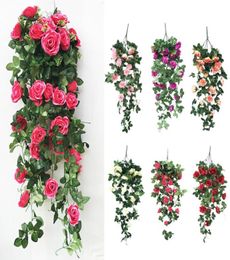 Simulation Fake Flower Rose Vine Wall Hanging Flower Orchid Hanging Basket Living Room Balcony Home Decoration8631154