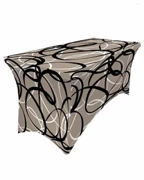 Table Skirt Geometric Curve Black And White Texture Elastic Wedding Birthday Decoration Tablecloth For Party