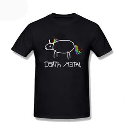 Death Metal Rainbow Unicorn Funny Tshirts Men Short Sleeve Black Mens T Shirts Unisex Top Tees Couple Clothes Plus Size 3XL 240529