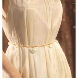 Belts Love Heart Golden Chains Belt Female Pure Copper Top Quality Waist Slim Looking Jewellry Dress Ornament