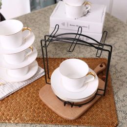 Kitchen Draining Rack Coffee Mug Glass Cup Plate Holder Stand Drainboard Dish Storage Hanging Display Shelf with 6