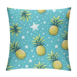 Cosy Throw Pillow Cover Cute Pineapples Polka Dots Background Decorative Square Pillowcase Throw Cushion Case for Bedroom, Living Room, Sofa, Couch and Bed