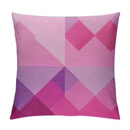 Hot Pink Throw Pillow Cushion Cover, Classical Simple Modern Design with Vibrant Colored Diamond Line Pattern, Decorative Square Accent Pillow Case, Fuchsia Peach