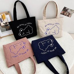 Shoulder Bags Women Corduroy Shopping Bag 2024 Female Environmental Storage Handbag Reusable Foldable Grocery Totes 007