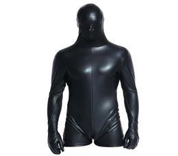 Mens Sexy Full Body Latex BodySuit Tight Black Cosplay Catsuit Onepiece PU Leather Clothing For Night Club Dance Wear Pantyhose9585910