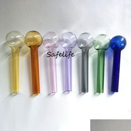 Smoking Pipes 4Inch 6Inch Colorf Pyrex Glass Oil Burner Pipe Tube Tobcco Herb Nails Water Hand Drop Delivery Home Garden Household Sun Othk2