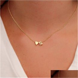 Pendant Necklaces Fashion Simple Heart Initial Letter For Women Personalised 26 Alphabet Gold Sier Choker Necklace Girls Trendy Drop D Dhnvt