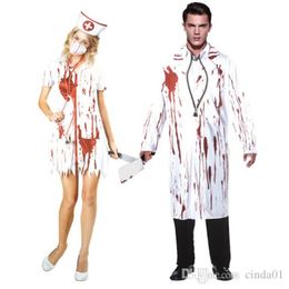 Doctor Nurse Cosplay Women Men Halloween Blooded Theme Costume Dress Clothing Party Stage Wear 274f