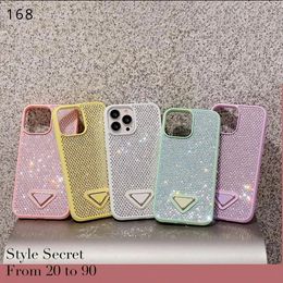 Luxury Glitter iPhone Cases For iPhone 15 15 Plus 14 Pro Max 13 12 11 Designer Bling Sparkling Rhinestone Diamond Jewelled 3D Crystal Triangle P Women Cover 168DD