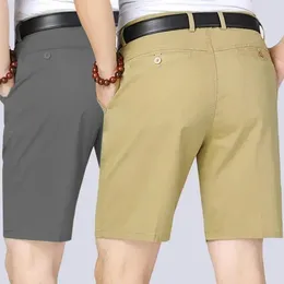 Men's Shorts Summer Men Zipper Button Closure Side Pockets Solid Colour Loose Soft Breathable Formal Business Style Knee Length Short P