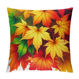 Fall Thanksgiving Pillow Covers Pumpkin Maple Leaf Throw Pillow Covers Autumn Stripes Outdoor Pillow Covers Pillowcase for Home Couch Sofa Bed