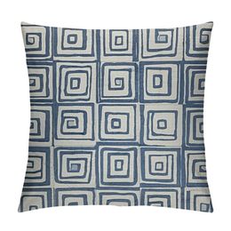 Throw Pillow Covers style blue line geometric square pattern Pillow Covers Modern Farmhouse Pillowcase Square Cushion Cover for Couch Sofa Bedroom Indoor