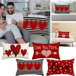 Pillow Valentine's Day I Love You Throw Covers 12 X 20 Inch Valentine Heart Stripes P.s. Wedding Cotton Pillowcase
