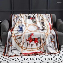 Blankets European High-end Classic Luxury Comfortable Digital Printed Blanket Cover Office Home Aircraft El Throw