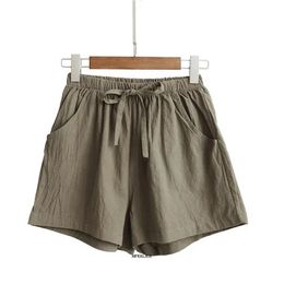 Plus Size 6XL 150KG Casual Summer Shorts Cotton Linen Women Beach Shorts Vintage High Waist Shorts Street Wear 240529