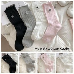 Women Socks Spring Summer Bowknot Breathable Y2K Long Thin Sweet Cotton