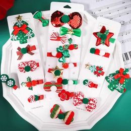 Hair Accessories 5pcs/set New Christmas Hairpin Christmas Tree Snowflake Hair Clips Party Headwear Festival Girls Baby Hair Accessories Gifts Y240529