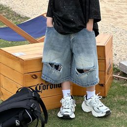 Shorts Ripped Jeans For Boys Pants Children's Clothing Summer Clothes Loose Korean Style Kids Boy's 2 To12 Y