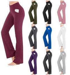 Yoga Outfit Women High Waist Pants Bootcut Flare Leg Tummy Control 4 Way Stretch Quick Dry Dark Grey Wine Ion Fitness Gym Workout 7905321