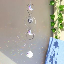 Heart Crystal Suncatcher Window Wind Chimes Hanging Colourful Rainbow Prism Shiny Drop Bell Indoor Outdoor Home Decoration