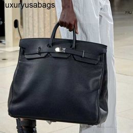 Tote Bag 50cm Hac Mens Handbags Designer Handmade Head Layer Cowhide Luggage and Womens Portable Travel Genuine Leather 50 Platinum Business Trip Large Super Rj