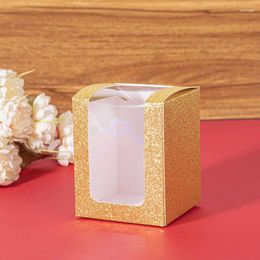 Gift Wrap 50pcs Glitter Paper Candy Box With Clear Window Packaging Boxes For Jewellery Party Favour Display