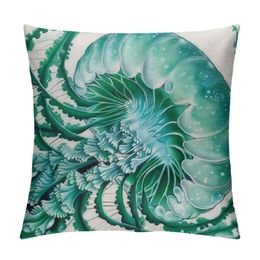 Throw Pillow Covers Turquoise Jellyfish Nautical Beach Home Decor Pillowcase Cushion Case Lumbar Pillow Cover for Couch Bed Sofa