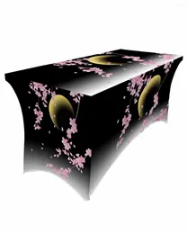 Table Skirt Japanese Cherry Blossom Moon Minimalist Elastic Wedding El Birthday Cover Buffet Tablecloth Decor