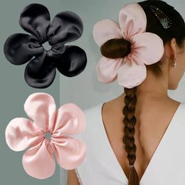 Satin Silk Flower Hair Scrunchies For Women Girls Gifts Stora Style Scrunchies For Hair Large Hair Ties Fashion Hair Bands Ponytail Holder Hårtillbehör