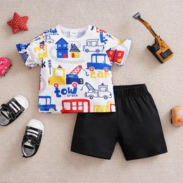 Clothing Sets Born Baby Boys Clothes Set Fashion Summer Toddler Outfit Cartoon Car Print Pants Short Sleeve Infant