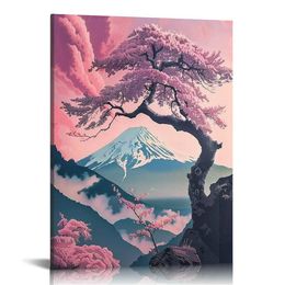 Cherry Blossom Japan Plakat Dekoracyjny obraz łazienki Wystrój salonu płótno sztuka ścienna