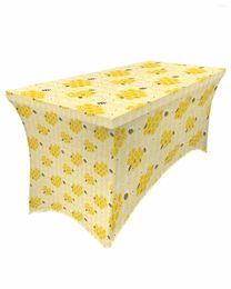 Table Skirt Bee Hive Yellow Flowers Wedding Decoration Home Birthday Party Dessert Cover Decor