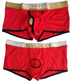 Open Front Sexy Mens Underwear Boxers Wangjiang Ice Silk Transparent Boxer Shorts Men Crotch Hole Male Underpants Slip Homme Sex4768828