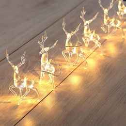 Strings Deer LED String Light 10LED Reindeer Battery Operated Outdoor Garland Xmas Holiday Lights Christmas Home Decor 190Y