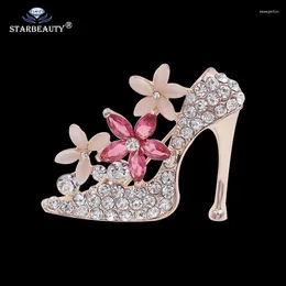 Brooches 1Pc Unique High Heel Crystal Pins Rhinestone Flower Brooch Pin Wedding Gift Jewelry For Women Keepinmemory