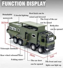 Diecast Model Cars 1 32 Benz-Nomadism Off Road Vehicle Outdoor RV Alloy Model Car Collection Diecast Miniature Car Toy Sound Light Toy For Kids