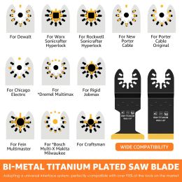 14Pcs Oscillating Saw Blades Bi-metal Titanium Coated Multitool Blades Wear-Resistant Oscillating Blades Fast Cutting Saw Blades