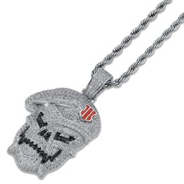 Hip Hop Jewelry Micro Pave Black Ops Skeleton Skull Pendant Necklaces Silver Cubic Zircon Iced Out Zircon Jewelry Male Gift 315W