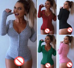 Womens Sexy Jumpsuits V Neck Bodycon Sweater Tops Girls Bodysuit Playsuit Ladies Short Rompers Sleepwear Nightwear Jumpsuit Knitwe6197462