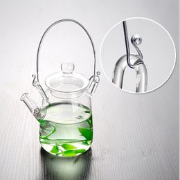 Handmade Heat Resistant Glass Teapot, Transparent Beam Teapot with Filter, Kung Fu Tea Making, Japanese Tea Pot