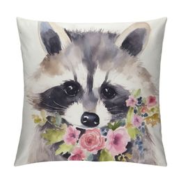 Cute Raccoon Decorative Throw Pillow Covers Pillows Case Square Cushion Cover Standard Pillowcase for Sofa Couch Bedroom