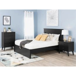 Home Furniture Mid Century Modern 2-drawer Nightstand Bedside Cabinet Black Furniture for Room Night Table Bed Side Table Tables