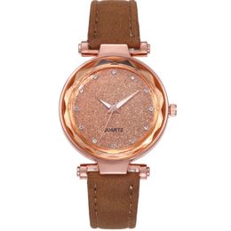 Casual Starry Sky Watch Colourful Leather Strap Silver Diamond Dial Quartz Womens Watches Delicate Ladies Wristwatches Manufactory Whole 3069