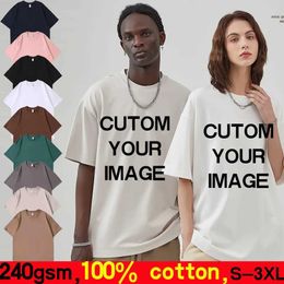 Herren-T-Shirts 240 GSM 100% Baumwolle gerade schulterblau kurzärmeligste T-Shirt-Anpassung Wählen Sie Ihr eigenes Unisex O-Neck Herren T-Shirt S2452906
