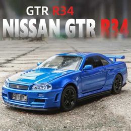Diecast Model Cars New 1 32 Nissan GTR R34 Alloy Car Model Diecasts Metal Toy Vehicles Car Model Simulation Sound and Light Collection Kids Gifts