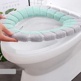 Toilet Seat Covers Cover Closestool Mat Winter Warm Thick Plush O-shaped Thicker Soft Washable Bathroom Accessories Knitting Pure Colour